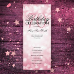 70th Birthday Program Lights Rose Gold Menu<br><div class="desc">Elegant "Birthday Party Program" design with Sparkles & Lights in Rose Gold w/ custom text.</div>
