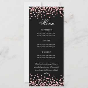 70th Birthday Program Menu Thank U Rose Gold Black Invitation