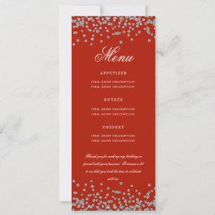 70th Birthday Program Menu Thank U Silver Red  Invitation