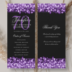 70th Birthday Program Purple w/ Thank You Invitation