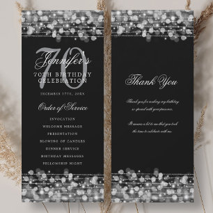 70th Birthday Program Silver w/ Thank You Invitation