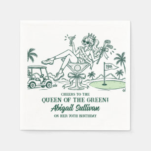 70th Birthday Queen of the Green Golf Cocktail Napkin