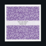 70th Birthday Random Number Pattern Purple/White Napkin<br><div class="desc">This cool over-the-hill design is a purple and white random number pattern with the milestone number 70 repeated in varied sizes and angles in an all-over print. The white banner in the centre has three lines for your event text. There should be room for your event, name, initial, or monogram,...</div>