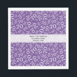 70th Birthday Random Number Pattern Purple/White Napkin<br><div class="desc">This cool over-the-hill design is a purple and white random number pattern with the milestone number 70 repeated in varied sizes and angles in an all-over print. The white banner in the centre has three lines for your event text. There should be room for your event, name, initial, or monogram,...</div>