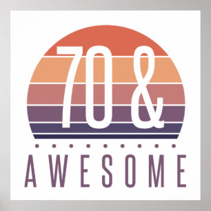 70th Birthday Retro Sunset Poster