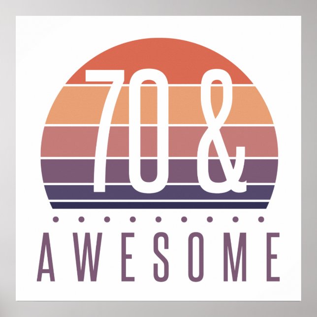 70th Birthday Retro Sunset Poster (Front)