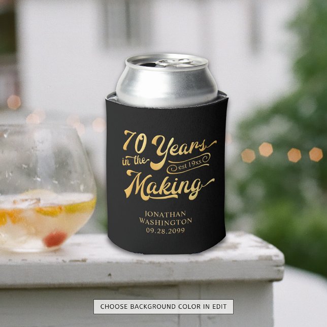 70th Birthday Retro Years in the Making Name Can Cooler (Creator Uploaded)