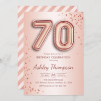 70th Birthday - Rose Gold Balloons
