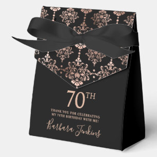 70th Birthday Rose Gold Elegant Thank You  Favour Box