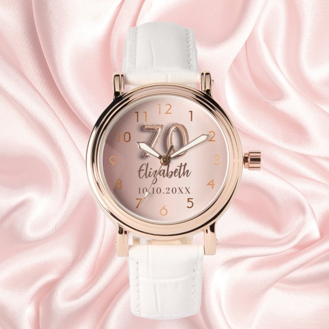 70th Birthday rose gold name Watch (Creator Uploaded)