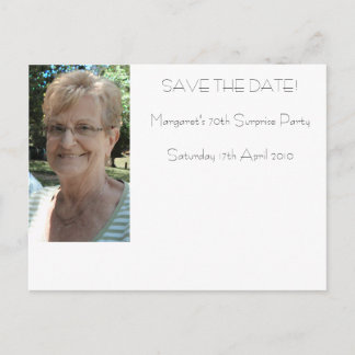 70th birthday save the date announcement postcard