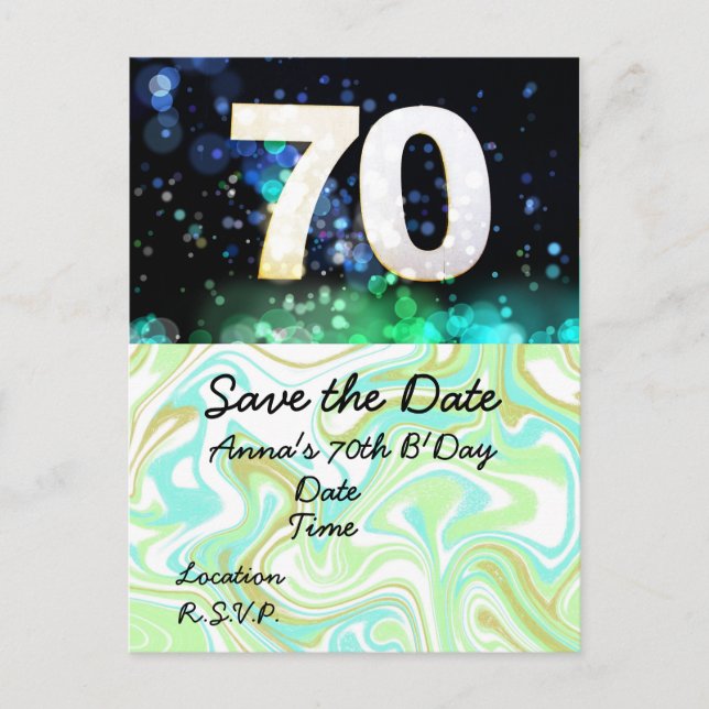 70th Birthday Save the Date Postcard (Front)