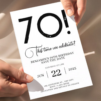70th Birthday Save The Date Unique Minimalist Invitation