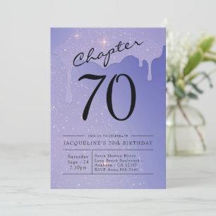 70th Birthday Script Glitter Invitation