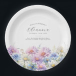 70th Birthday September Birth Flower Paper Plate<br><div class="desc">Perfect table decor for a September birthday party. Aster is the birth flower for that month. It forms a pretty watercolor bottom border on this floral personalised paper plate. The birthday guest of honour's name, age and birthdate are placed above it using elegant calligraphy and typography. All text is editable....</div>