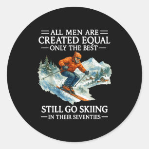 70th Birthday Skier Man 70 Years Old Skiing Lover Classic Round Sticker