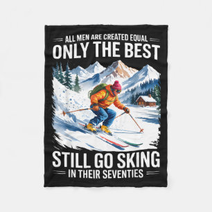70th birthday skier man old skiing lover skiing da fleece blanket