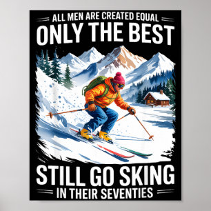 70th birthday skier man old skiing lover skiing da poster