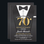 70th Birthday Spy Suit Black tie Gold Invitation<br><div class="desc">70th Birthday Spy Suit Black tie Gold Invitation

SIMPLY CHANGE THE TEXT TO SUIT YOUR PARTY. Back print included.</div>