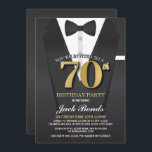 70th Birthday Spy Suit Black tie Gold Invitation<br><div class="desc">70th Birthday Spy Suit Black tie Gold Invitation

SIMPLY CHANGE THE TEXT TO SUIT YOUR PARTY. Back print included.</div>