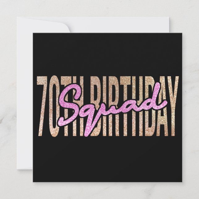 70th birthday squad quote sayings save the date (Front)