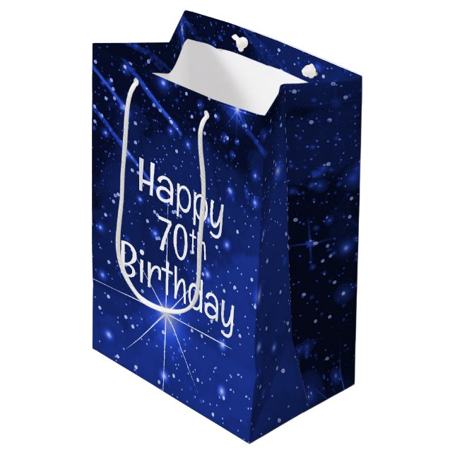 70th Birthday Star Galaxy    Medium Gift Bag (Front Angled)