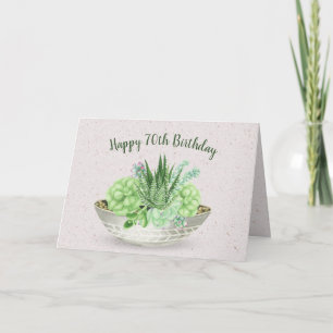 70th Birthday Succulent Plant on Terrazzo Card