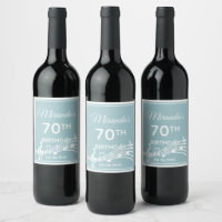 70th birthday teal light blue music notes