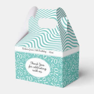 70th Birthday Teal/White Number Pattern Favour Box