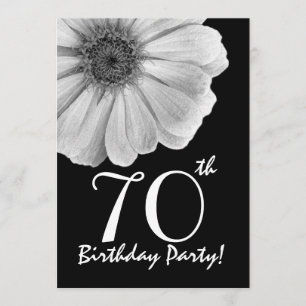 70th Birthday Template Black and White Daisy