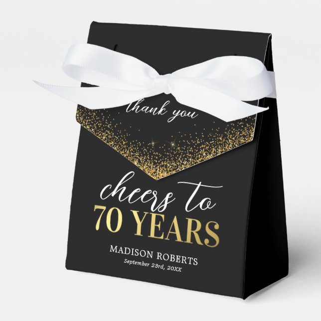 70th Birthday Thank You Black Gold Favour Box (Front Side)