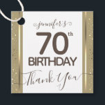 70th Birthday Thank You Gold Elegant Script Favour Favour Tags<br><div class="desc">Lovely faux foil border with shimmering confetti highlights on the top and bottom border. All text is adjustable and easy to change for your own party needs. Great elegant 70th birthday template design.</div>