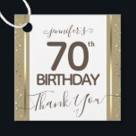 70th Birthday Thank You Gold Elegant Script Favour Tags<br><div class="desc">Lovely faux foil border with shimmering confetti highlights on the top and bottom border. All text is adjustable and easy to change for your own party needs. Great elegant 70th birthday template design.</div>
