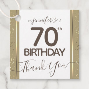 70th Birthday Thank You Gold Elegant Script Favour Tags
