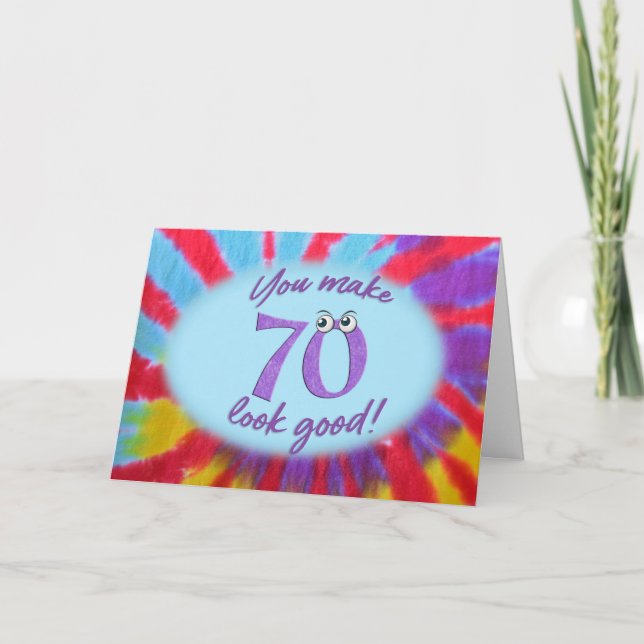 70th birthday tie dye frame card (Front)