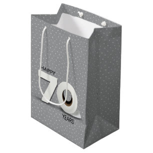 70th Birthday Toilet Paper Roll on Pin Dots Medium Gift Bag