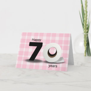70th birthday toilet paper roll on plaid card