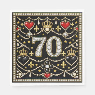 70th Birthday Tudor Inspired Jewells History Gift Napkin