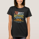 70th Birthday Vintage 1955 70 Years of Being Aweso T-Shirt<br><div class="desc">70th Birthday Vintage 1955 70 Years of Being Awesome Retro</div>