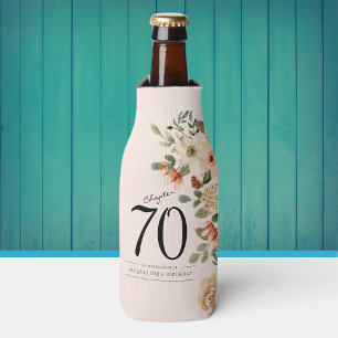 70th Birthday Vintage Floral Bottle Cooler