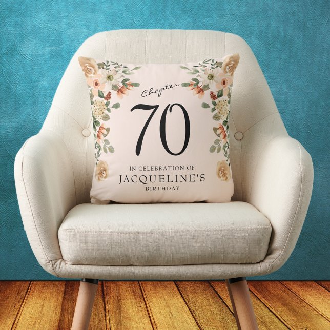 70th Birthday Vintage Floral Cushion (70th Birthday Vintage Floral Throw Pillow.
Throwback to a time of elegance and charm.)
