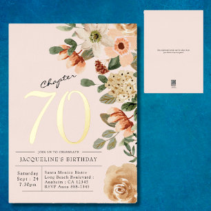70th Birthday Vintage Floral Gold
