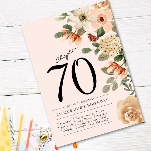 70th Birthday Vintage Floral Invitation (Creator Uploaded)