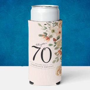 70th Birthday Vintage Floral Seltzer Can Cooler