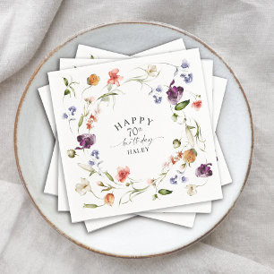 70th Birthday Wildflowers Feminine Floral Napkin