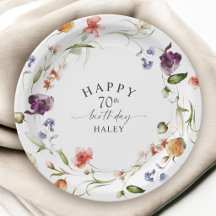 70th Birthday Wildflowers Watercolor Floral