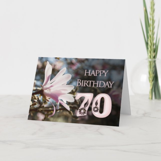 70th Birthday with magnolia Card (Front)