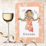 70th Birthday Woman Sweet Cute Cartoon Champagne  Card<br><div class="desc">Get the party started with this cute champagne toast to the birthday gal!  Personalise it for her 70th birthday</div>