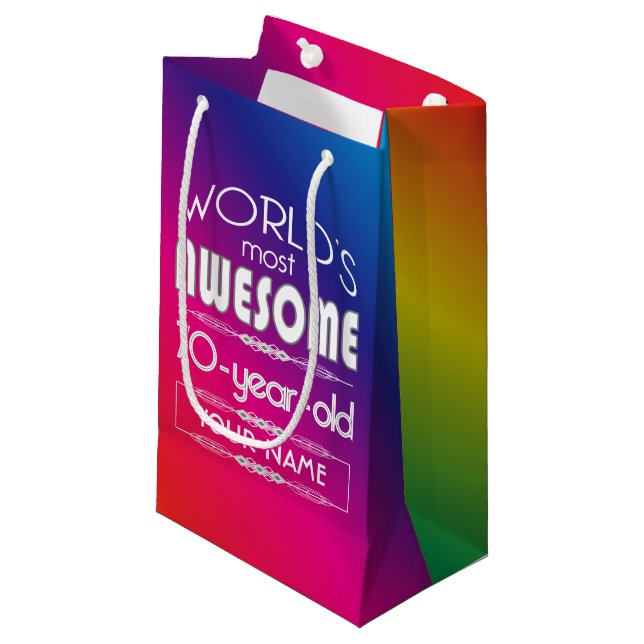 70th Birthday Worlds Best Fabulous Rainbow Small Gift Bag (Front Angled)