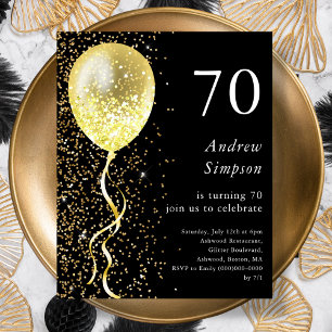 70th   Black & Gold Birthday Budget Invitation